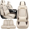 JGDL Car Seat Covers for Subaru Crosstrek 2016-2026, 5 Piece Set Nappa Leather Non-Slip Seat Protectors, Breathable Seat Cover Set. (Deluxe 5 Seats, Beige)