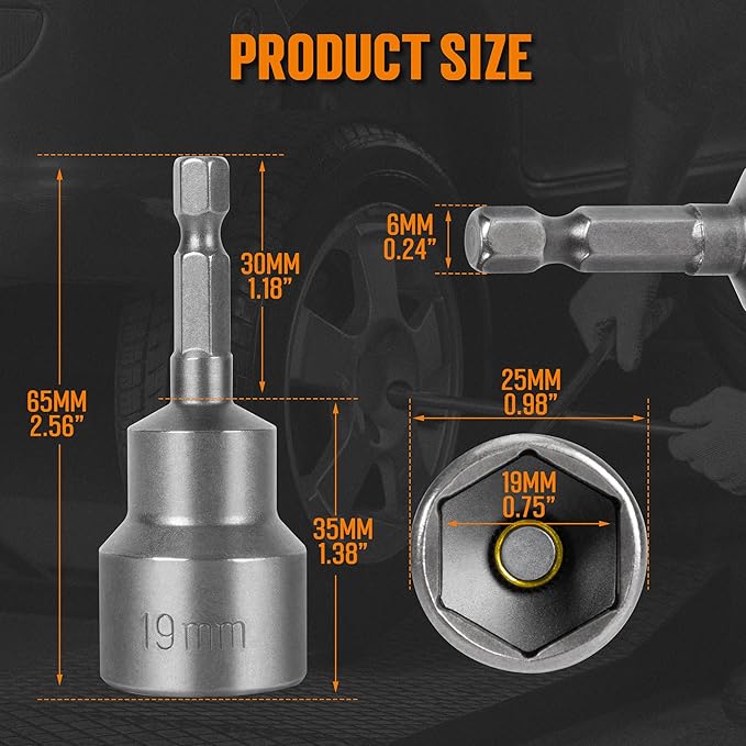 TONDA RV Scissor Jack Socket, Camper Travel Trailer Drill Adapter, Works with 3/4 inch or 19mm Hex Drive Jacks, 1/4 Inch Hex Shank, 1 PACK