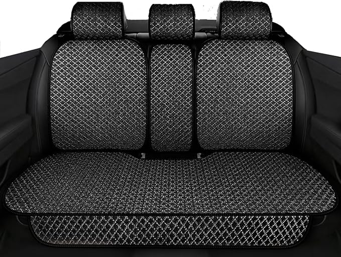 XZPILINA Breathable Back Seat Cover-Universal Rear Seat Mat for All Seasons, Car Rear Seat Protector with Polyester Silk Material, Non-Slip Bottom. Fits 95% of Sedans, SUVs, Vans.(Black)