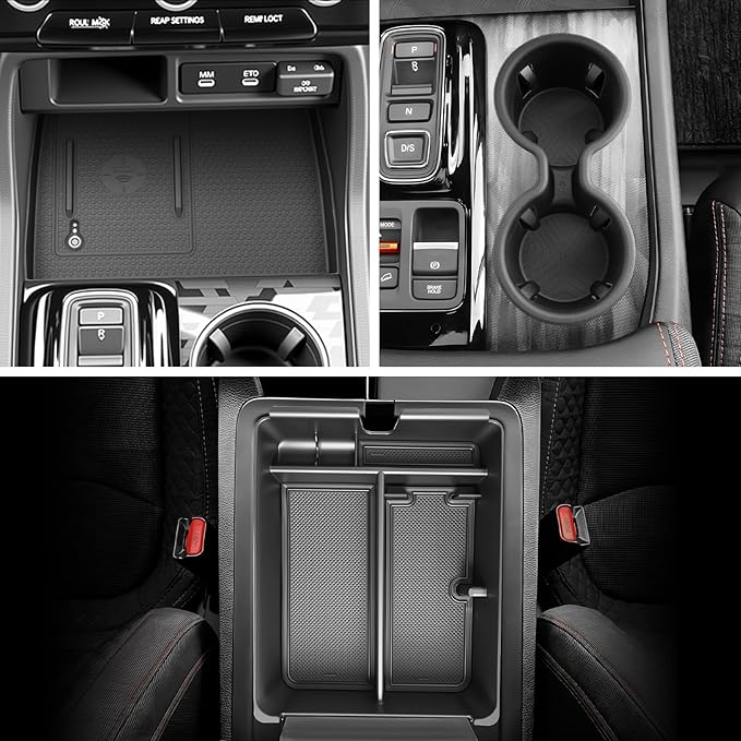 SKTU 3-Pack for 2026 Honda Passport Center Console Organizer for 2026+ Honda Passport Console Tray & Wireless Charging Mat & Cup Holder Honda Passport 2026 Accessories Console Non-Slip Pad