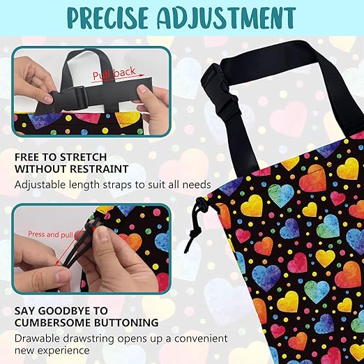 KXWQTRDD Car Trash Bag Watercolor Colorful Hearts Leak-Proof Waterproof Car Garbage Bag with Drawstring Foldable Canvas Trash Bin with Adjustable Buckle for Car Accessories, Travelling, Camping