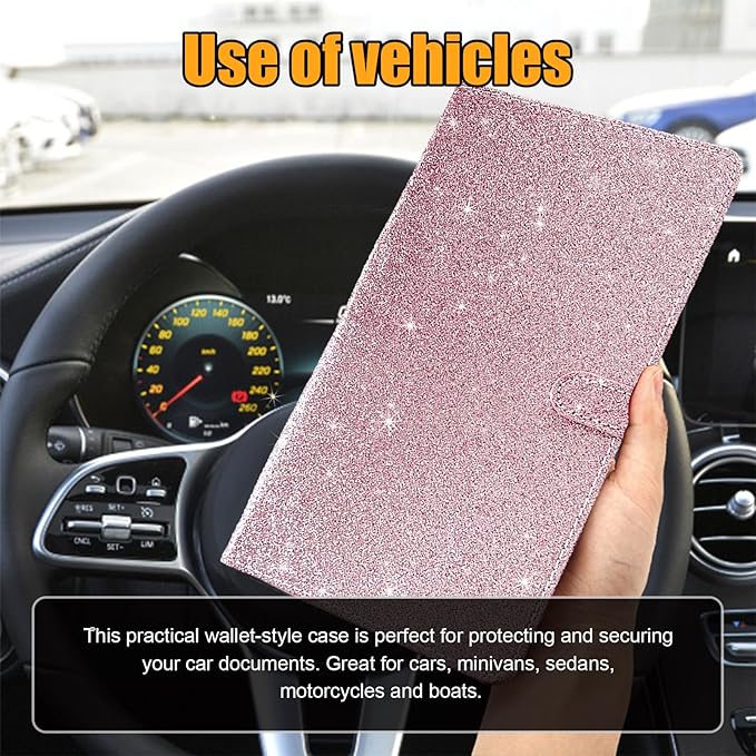 Kewucn Car Registration and Insurance Holder, Leather Auto Glove Box Organizer with Magnetic Shut, Vehicle Compartment Accessories Case for Cards, Driver License & Essential Documents