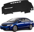 Upgraded Dash Mat for 2006-2011 Honda Civic Polyester Dash Board UV Protection Non-Slip Windshield Reflective Dash Cover Interior Accessory Black