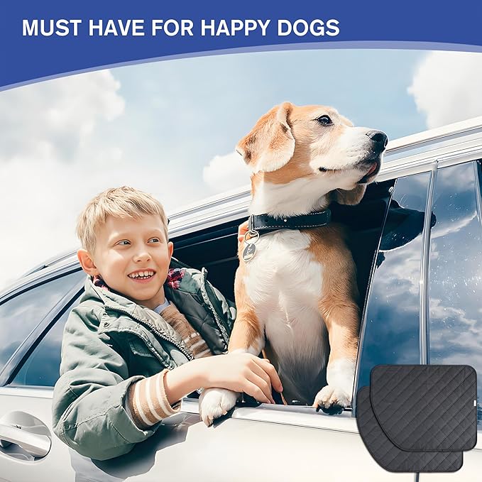 ALLANSING Dog Car Door Protector – Anti-Scratch/Stain-Resistant, Window-Roll-Compatible, No Tint Damage, 2-Pack, Secure Fit for Car/SUV/Truck