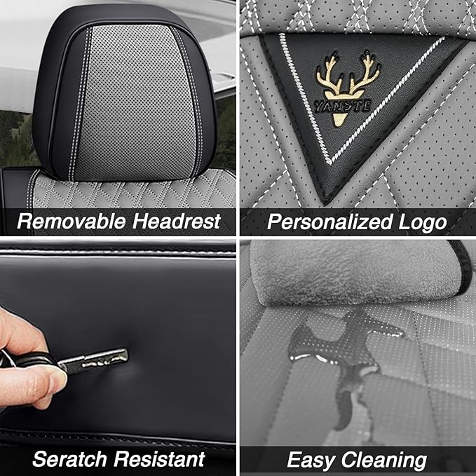 BYXN Car Seat Covers for Jeep Wrangler 2000-2026,Breathable Nappa Leather Car Seat Protector,Full Seat Cover Automotive Seat Cushion with Airbag Compatible(5 Seats,Black-Gray)