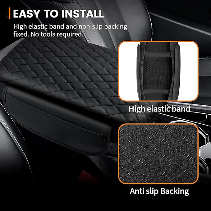 Custom for Center Console Cover Jeep Grand Cherokee L 2021-2025 2026/Jeep Grand Cherokee WL 2022-2026 Armrest Cover Accessories Leather Armrest Seat Box Cover Protector with Pockets Storage Bag