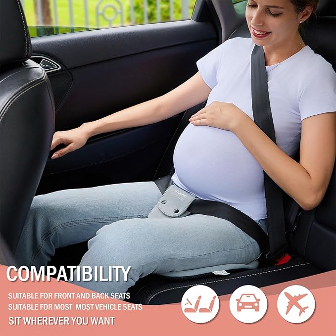 Car Seat Cushion for Pregnancy, Integrated Abdominal Pad, Elastic Breathable Fabric Reduce Rubbing Belly, Enhance Driving and Traveling Comfort (Black)