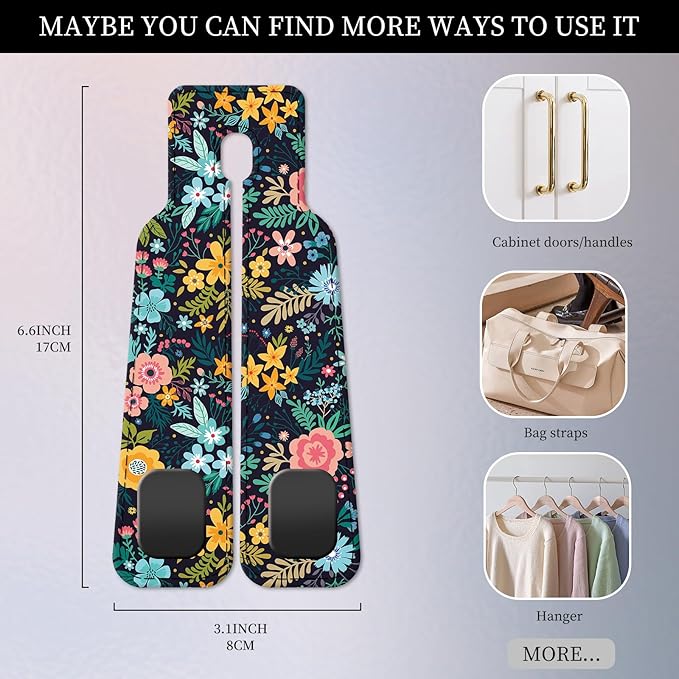 AXRQLSU PU Leather Car Seat Hook, Storage Headrest Hanger, Cute Car Backseat Organizer, Car Hooks For Purses and Bags Dark Floral Pattern
