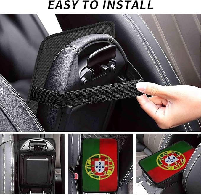Vintage Portugal Portuguese Flag Car Center Console Cover, Universal Waterproof Armrest Pad, Soft Comfort Cushion & Scratch-Resistant Protector for Cars, SUVs and Trucks