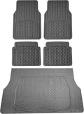 FH Group 4 Piece Liners Trimmable Climaproof™ Vinyl Car Floor Mats- Full Set with Premium Trimmable Vinyl Cargo Liner- Universal Fit for Cars Trucks and SUVs (Gray)