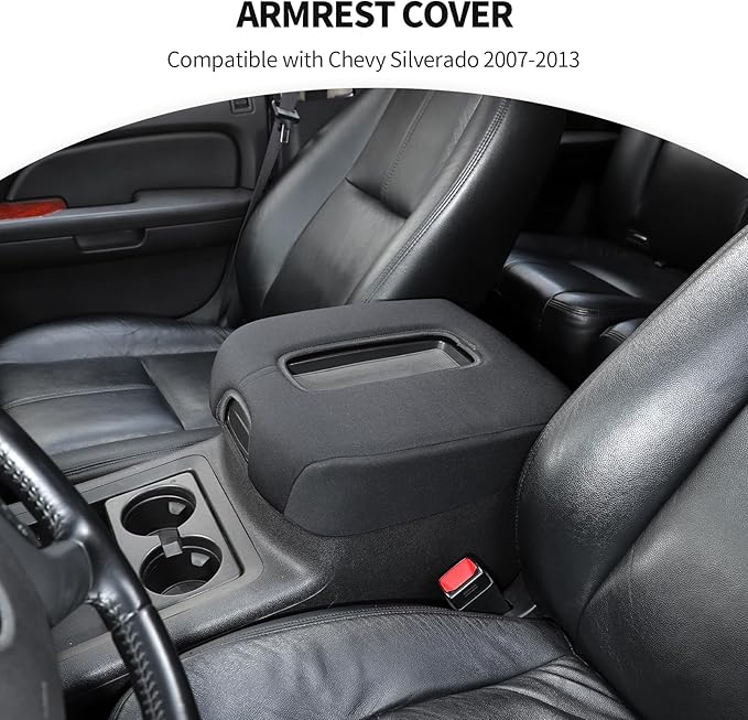 JeCar Armrest Cover Neoprene Center Console Cushion Pad Compatible with Chevy Silverado/Suburban/Tahoe/Avalanche/GMC Yukon 2007-2013