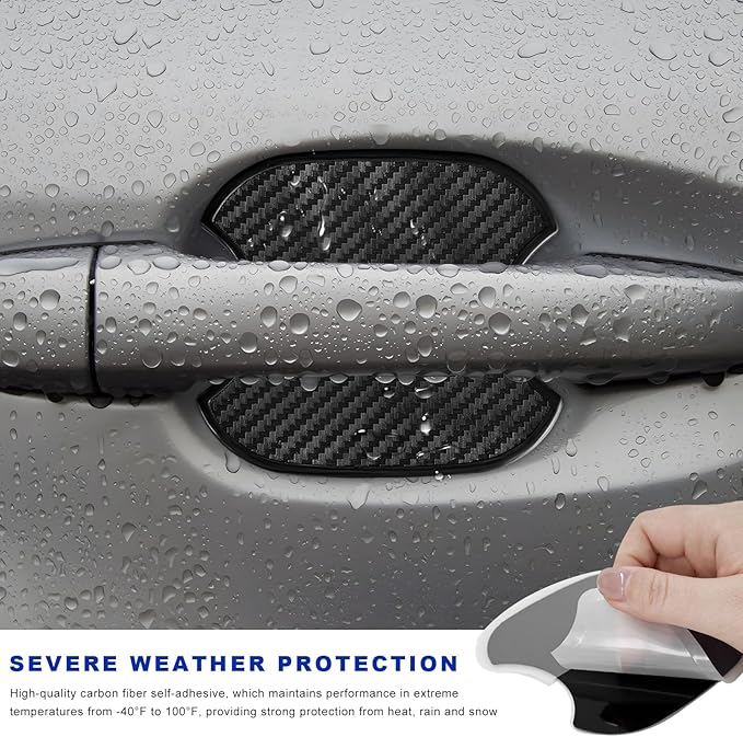 4 PCS Car Door Handle Bowl Stickers, Anti-Scratch Carbon Fiber Auto Handle Cup Protector Paint Guard, Waterproof Door Bowl Sticker Non-Marking Protective Film for Car SUV Truck (Medium)