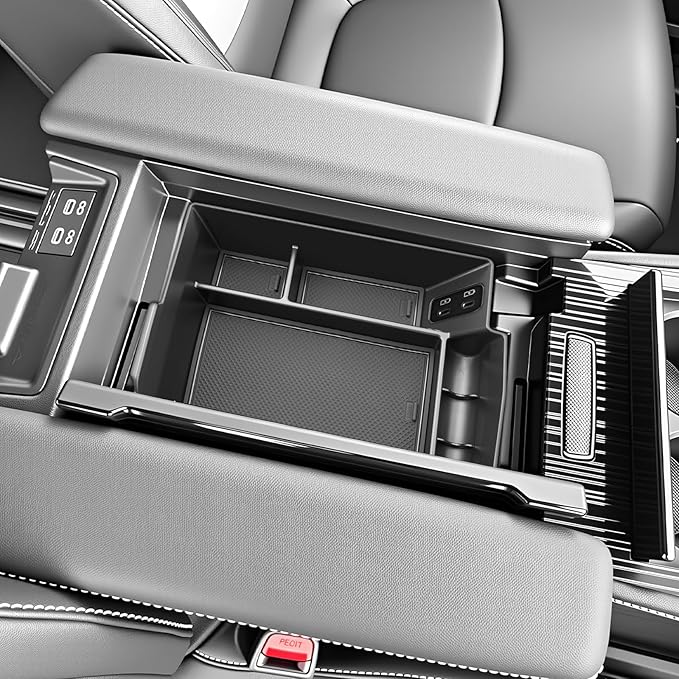 SKTU for 2025 2026 Toyota Sienna Accessories Center Console Organizer for 2021-2026 Toyota Sienna Console Tray 2026 Sienna ABS Console Organizer with Coin Holder (Not Fit Models with Refrigerator)