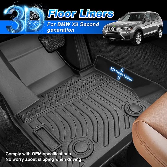 Cartist Compatible with Floor Mats BMW X3 F25 2011-2017 All Weather Floor Mat Carpet Protection TPE Odorless Heavy Duty Floor Liners