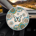 Floral Butterfly Car Steering Wheel Sun Shade Cover Heat Proof Vehicle Steering Wheel Protector Sun Blocking Reflector Protector Car Interior Decor