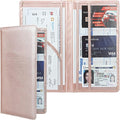 Car Registration and Insurance Holder, Premium Leather Insurance and Registration Holder,vehicle Glove Box Car Organizer, with Magnetic Shut for Cards, Driver License (Rose Gold)