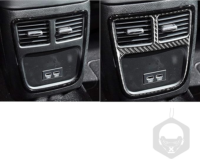 NVCNX Real Premium Carbon Fiber for Chrysler 300 Accessories 2015-2023 2016 2017 2018 2019 2020 2021 2022 S/C/Limited/Touring Car Rear Air Vent Frame Cover Interior Trim Sticker Decal 1PC