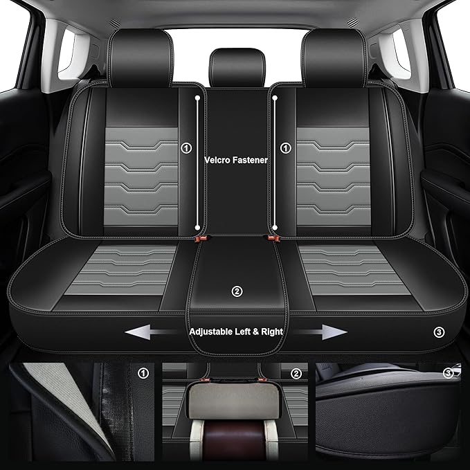 DISUTOGO Seat Covers Fit for Kicks 2018-2023 2024 2026 Front Seat Covers Faux Leather Car Seat Covers Breathable Waterproof Car Seat Protector (2 Seats, Black&Grey)