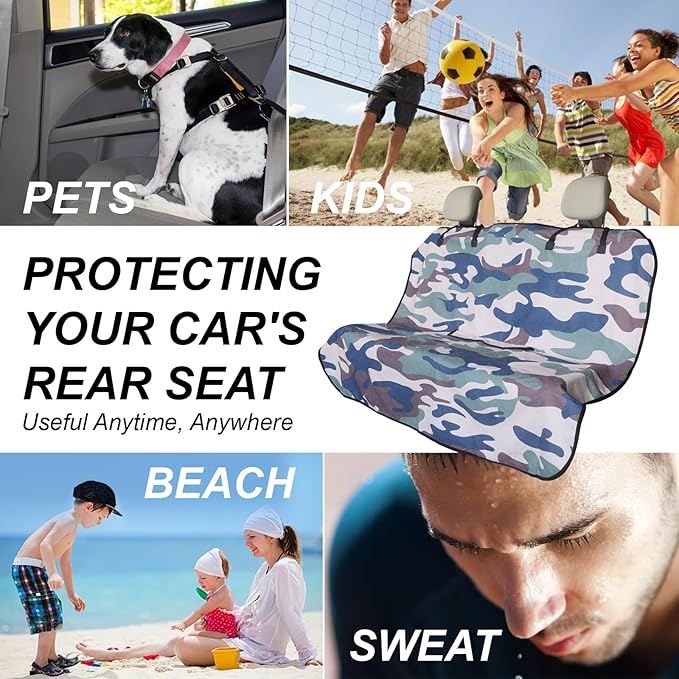 nbnhxnff Sweat Towel Car Seat Cover Protector Rear Seats for Gym Workout, Running, Swimming, Beach and Hiking, Waterproof Universal Seat Cover for Car, Trucks, Van&SUV(Camouflage, 1pcs Rear Seat)