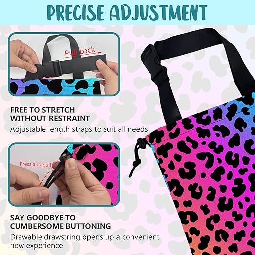KXWQTRDD Car Garbage Bag Rainbow Cheetah Leopard Print Drawstring Car Trash Bag Hanging for Back Seat with Adjustable Buckle Canvas Vehicle Trash Can Easy-to-Install