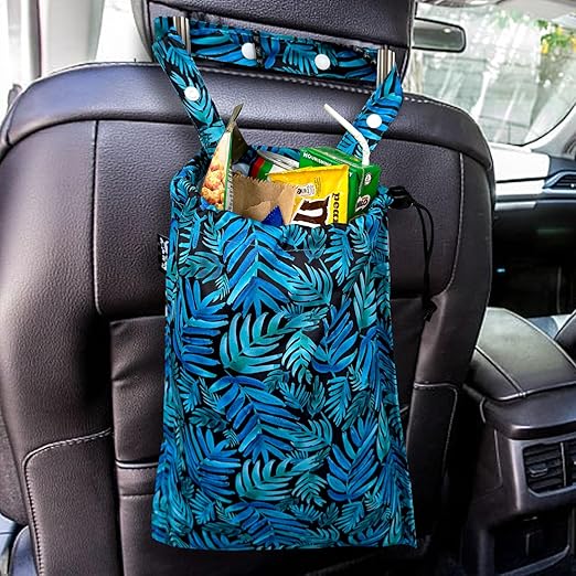 RMMOORORO Cute Hanging Car Trash Garbage Bag 100% Leakproof Waterproof Multipurpose for Car Back Front Seat Console with Hanging Strap (Leaves)