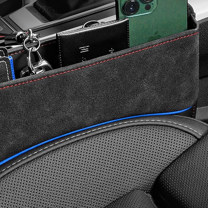 Sonhomay Car Seat Gap Filler Organizer, Leather Car Console Organizer Front Seat, Car Console Side Storage Box for Cell Phone Glasses Key Card, Car Seat Side Organizers Car Interior Accessories
