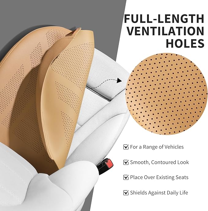 CAPITAUTO 1 Piece Seat Covers Front PU Leather Car Seat Covers, Universal Bottom Seat Covers for Cars,Full Wrapping Edge Fits 95% of car (Brown)