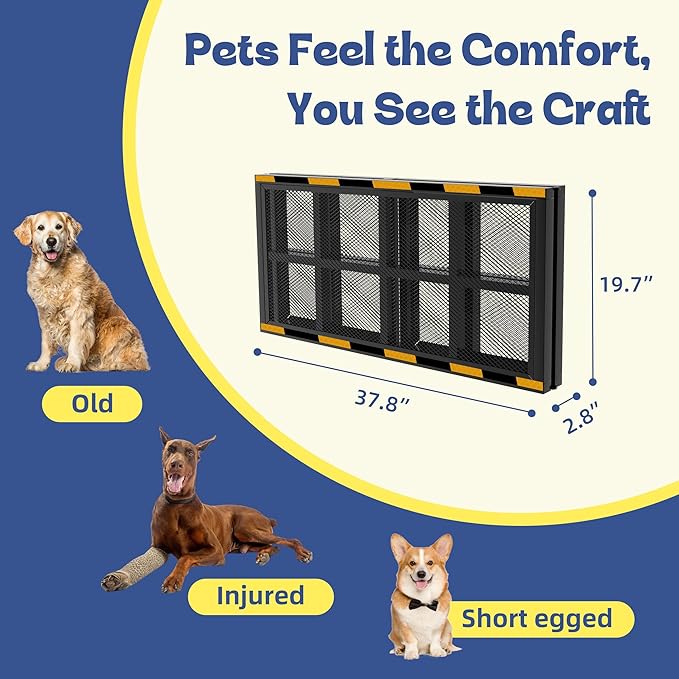 iPetba Dog Ramp for Car & Truck & SUV & Stairs - Joint-Friendly, Anti-Slip, Gentle Slope，Extra Wide & Stable, Up to 200 lbs