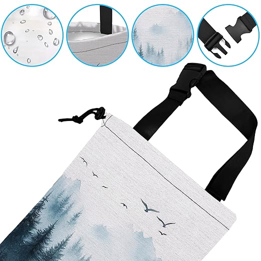 ghatobty Car Trash Bag Hanging Misty Forest and Birds Car Trash Can Waterproof Garbage Bag Hanging for Car Back Seat