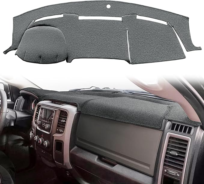 Yiz Dash Cover Mat Custom Fit for Dodge Ram 1500 2009-2018, Ram 1500 Classic 2019-2024,Ram 2500 3500 2010-2018, Ram 4500 5500 2011-2018 Dashboard Cover Pad Carpet Protector (11-18 Dark Gray) J17