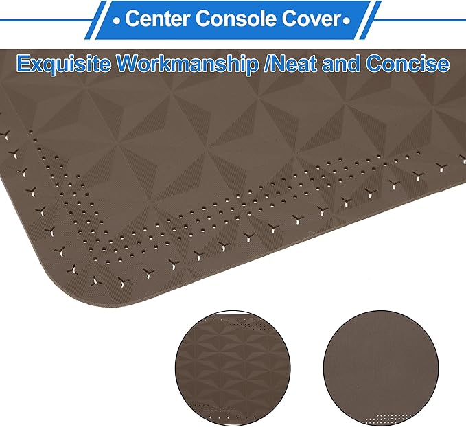 Car Center Console Cushion Pad 12.59"X6.29" Center Console Cover Armrest Seat Box Cover Faux Leather Coffee