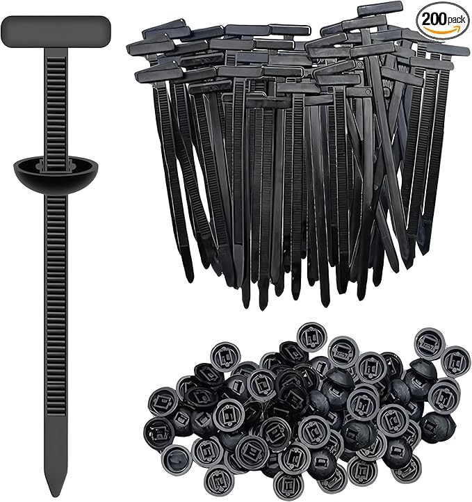 200PCS Cable Tie Buckle,Nylon Universal Automotive Zipper Clips,Heavy Duty Plastic Rivet T Self-Locking Zip Ties,Zippered Trim Clip Auto Parts,Button Ziptie Bumper Retainer Fender Liner Fastener