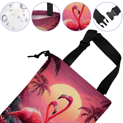 UUCBTAH Car Trash Bag Pink Flamingo Car Trash Bin Leakproof Waterproof Car Trash Can for Back Seat, Foldable Car Garbage Bag with Adjustable Straps and Drawstring for Car Accessories