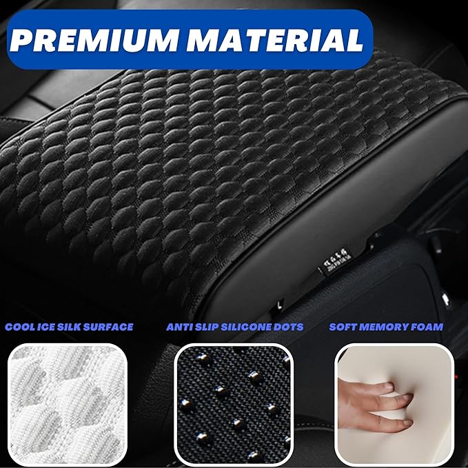 WOODHAWK Universal Car Armrest Cushion Pad Cover, Center Console Protector, Arm Rest Seat Box for Auto SUV Truck (Blue)