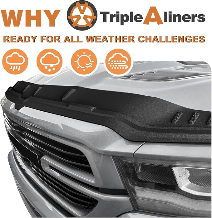 TripleAliners Hood Deflector Protector Compatible with 2019-2025 2026 Ram 1500 Accessories Hood Protector TPE Bug Deflector Shield Replacement