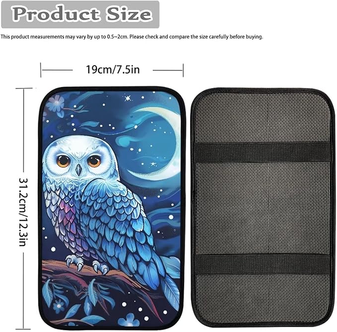 Mintutlipy Blue Owl Car Center Console Cover Universal Armrest Cushion for Car Auto Center Console Armrest Box Pad Waterproof