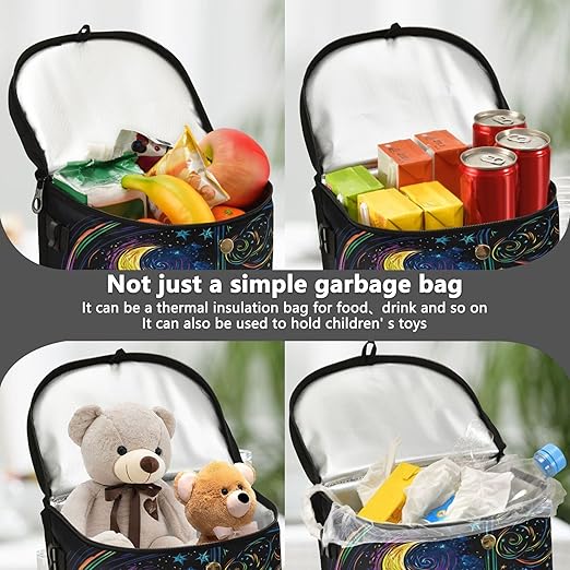 MNSRUU Car Trash Can with Lid, Two Black Cats in A Window Car Trash Bag Hanging Organizers and Storage for Front Back Seat, Leak-Proof Trash Bin