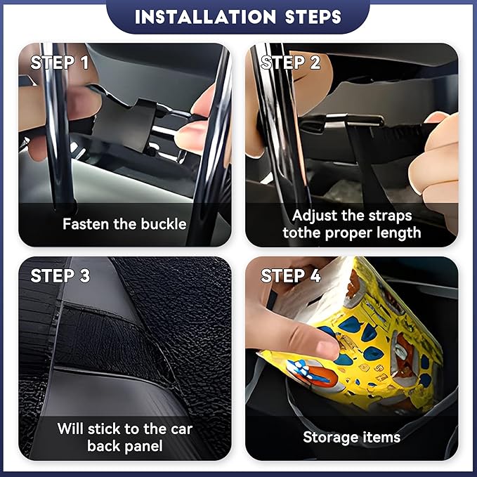 Car Trunk Organizer, Backseat Hanging Large Storage with Adjustable Straps,Waterproof PVC Collapsible Cargo Bag, Car Interior Accessories for Auto SUV MPV (Blue)