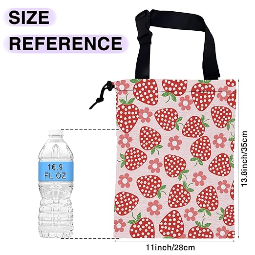 UUCBTAH Car Trash Bag Flowers and Strawberries Car Garbage Bag Waterproof Car Trash Can for Back Seat with Adjustable Straps and Drawstring, Foldable Car Trash Bin for Car Accessories