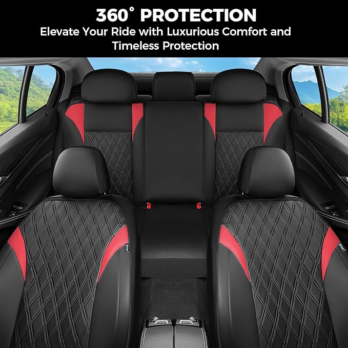 FLORICH Seat Covers Full Set, Leather Seat Covers for Cars, Waterproof Car Seat Protector Breathable, Front and Rear Seat Covers for Cars, Automotive Seat Covers Universal Fit for Most Car SUV Truck