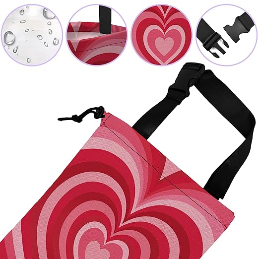 UUCBTAH Car Trash Bag Pink Heart Car Trash Bin Leakproof Waterproof Car Trash Can for Back Seat, Foldable Car Garbage Bag with Adjustable Straps and Drawstring for Car Accessories