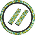 Pineapple Steering Wheel Cover Elastic Non-Slip Car Steering Wheel Covers with Seat Belt Shoulder Pad for Women Men