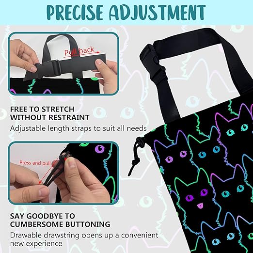 KXWQTRDD Car Trash Bag Cute Neon Cartoon Cat Leak-Proof Waterproof Car Garbage Bag with Drawstring Foldable Canvas Trash Bin with Adjustable Buckle for Car Accessories, Travelling, Camping
