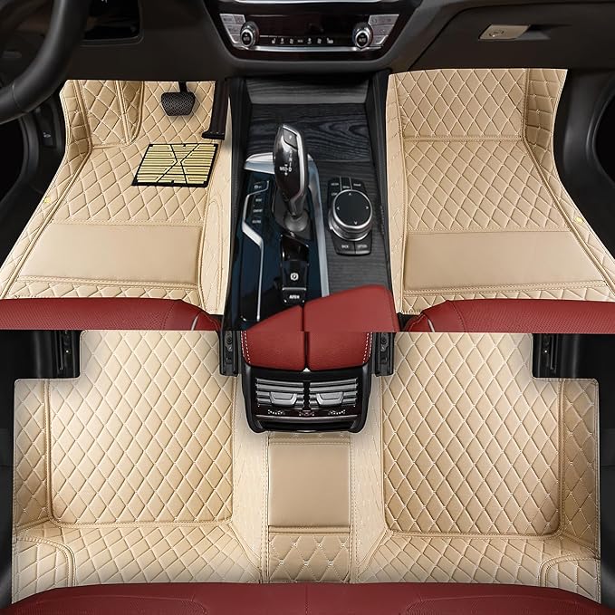 Luxury car Floor mats are for 99% of Vehicle Models,All Weather car Floor mats Provide Comprehensive Protection for Vehicles,Floor mats for car Personalized Customization! (Beige)