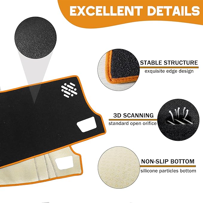 Dash Cover for Chevy Colorado/Gmc Canyon 2023 2024 2025 2026 Dashboard Cover Mat Center Console Non-Slip No Glare Protector Mat Pad Sunshade Interior Accessories for Chevylot Colorado, Orange Trim