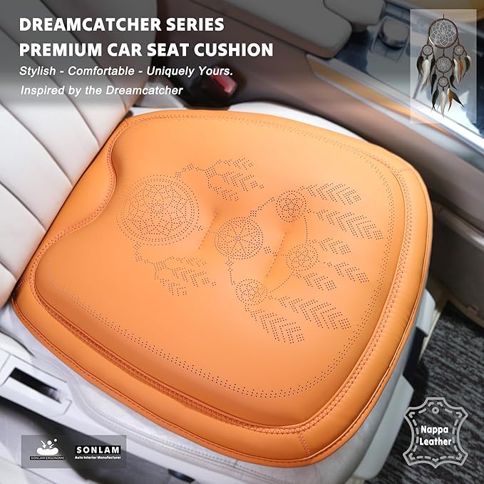 Comfort Dreamcatcher Car Seat Cushion Non-Slip - Relaxing, Optimal Support & Posture for Long Drive (Full Set (Orange))