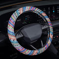Boho Steering Wheel Cover, Steering Wheel Cover Women, 15 inch Hippie Style Protector Covers, Universal Ethnic Flax Cloth Car Accessories Universal for SUV Van Truck (Hippie-A)