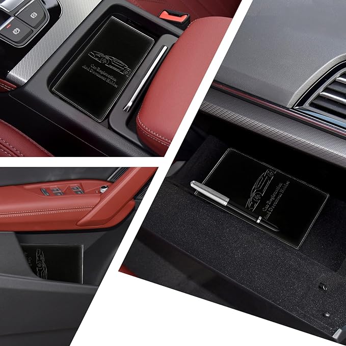 Peisicne Car Registration and Insurance Card Holder for Women Men, Black Glove Box Paperwork Organizer with Magnetic Buckle for Easy Access and Protect Documents and Various Cards in Vehicle