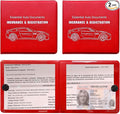 Ziciner Car Registration Insurance Holder, 2Pack Essential Auto Card Document Glove Box Organizer with Touch Fastener, Vehicle Interior Accessories Perfect for Most Car, Truck, SUV (Red/Big Car)