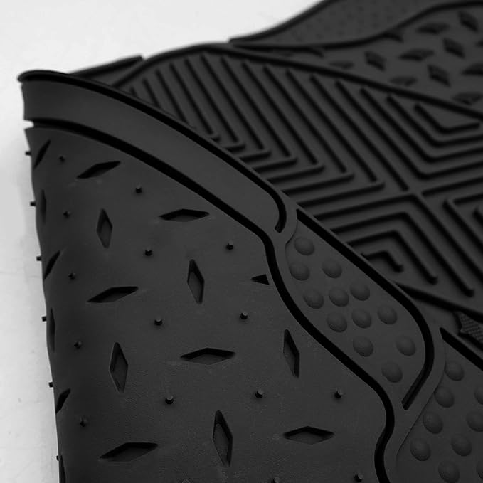 FH Group Climaproof Trimmable Non-Slip Vinyl Car Floor Mats - Heavy-Duty Rubber, Universal Fit, Rear Set, Black